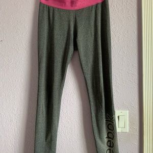 Reebok Pink and Grey Full Length Leggings